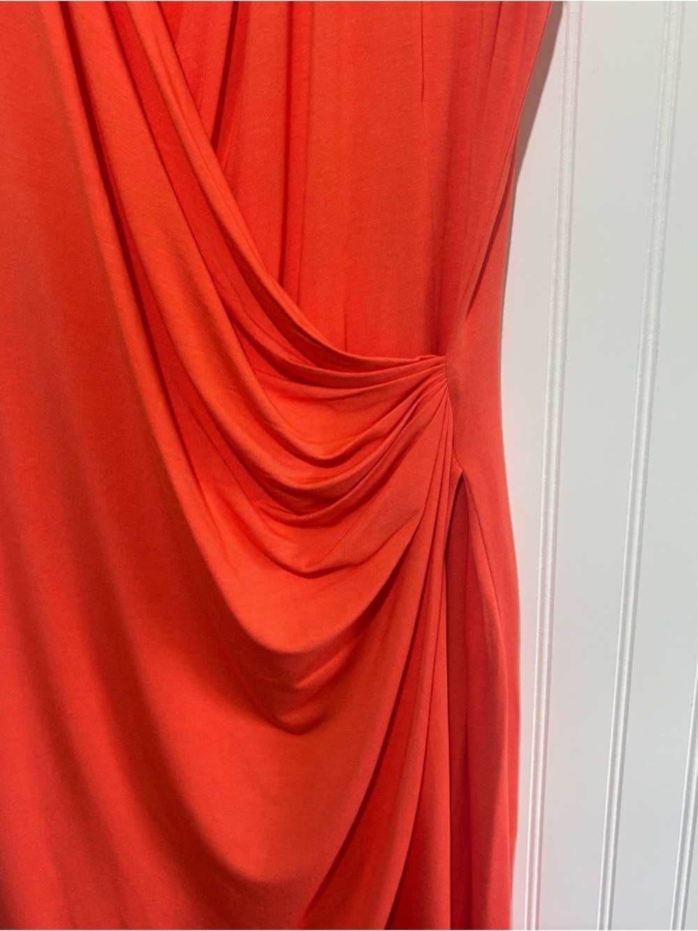 Tommy Bahama Tambour Side Gathered Faux Wrap Dress Burnt Coral Orange Size XL - Picture 3 of 9